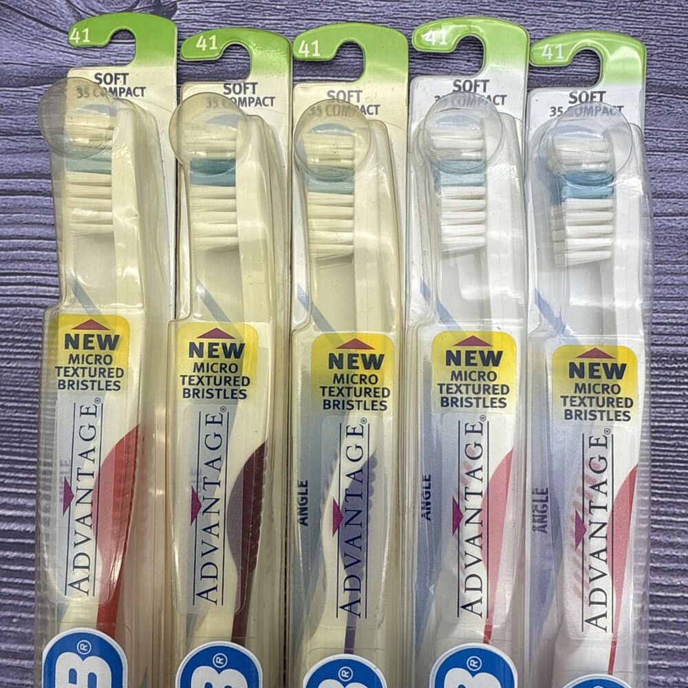 5 LOT Vintage 1996 Oral-B Advantage Toothbrush SOFT 35 Compact Angle DISCO